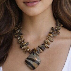 Handcrafted Polished Stone Necklace